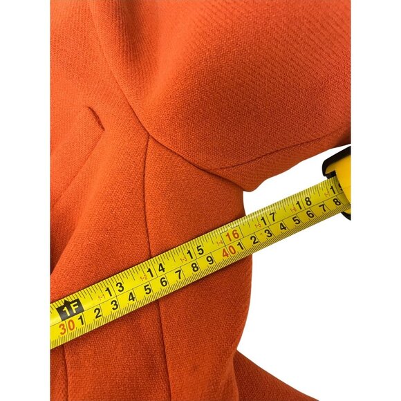 Zara Womens Tailored Long Jacket Coat Medium M Orange Wool Blend 2211/806 NWOT - Picture 10 of 12
